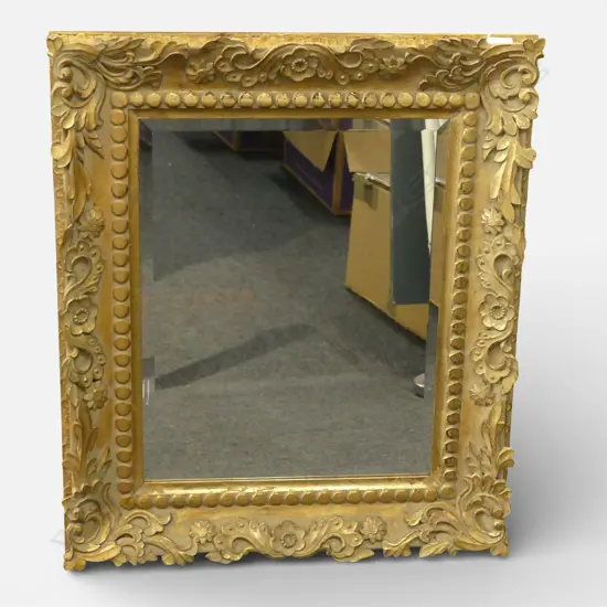 BEVEL EDGED MIRROR ornate gilt carved frame 710x600mm Purchased from Portobello Antiques