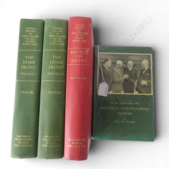 4 VOLS. OFFICIAL HISTORY OF NZ IN THE 2ND WORLD WAR; 2x HOME FRONT, POLITICAL, EGYPT