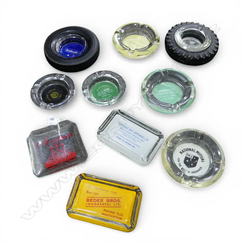 10 ASST. RETRO ADVERTISING CIGARETTE ASH TRAYS Image 1++