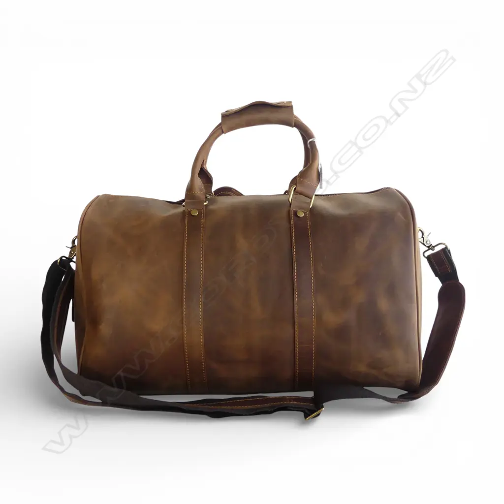 BROWN LEATHER WEEKEND BAG L.460mm Image 1++