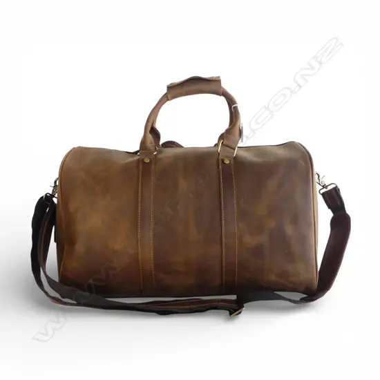BROWN LEATHER WEEKEND BAG L.460mm