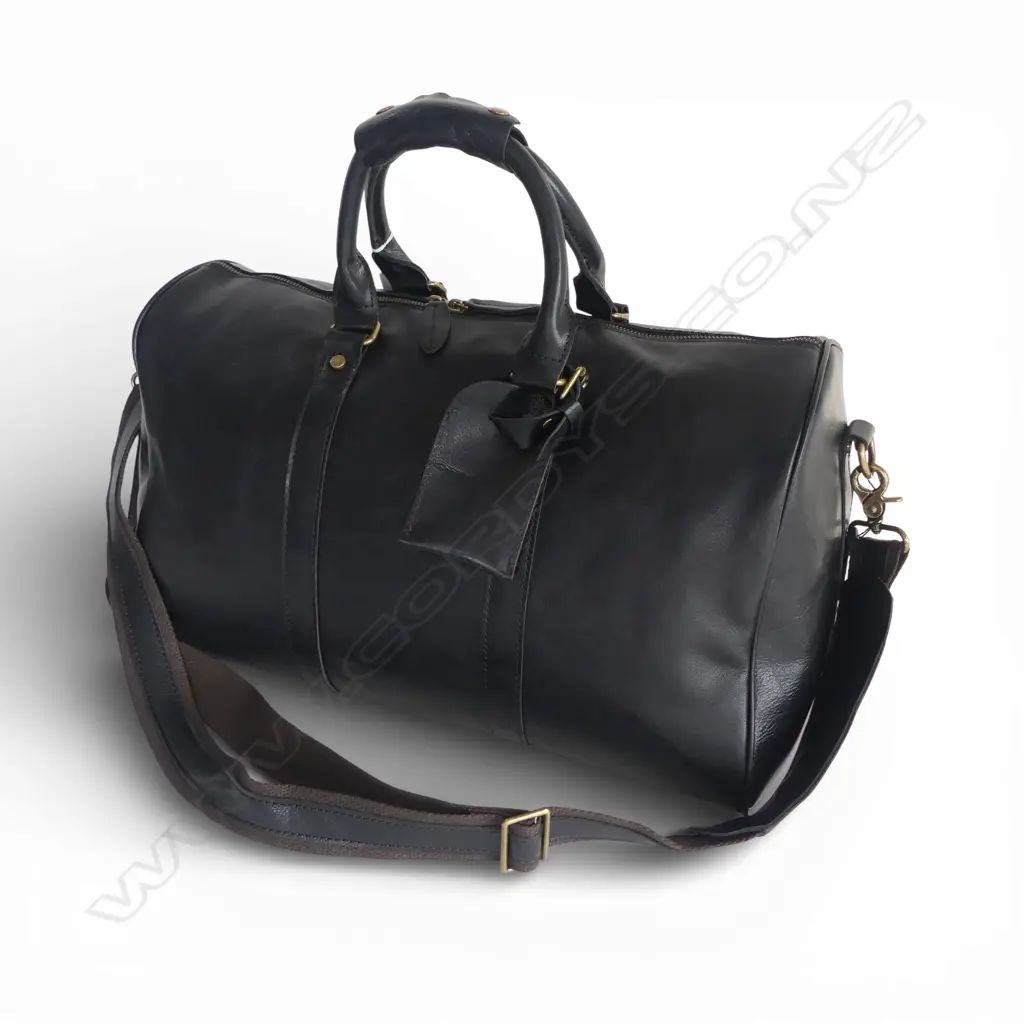 BLACK LEATHER WEEKEND BAG L.460mm Image 1++