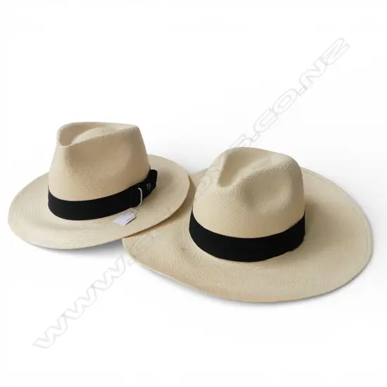 2 PANAMA HATS; SARAH J CURTIS size 57-7 & HILLS HATS size M 