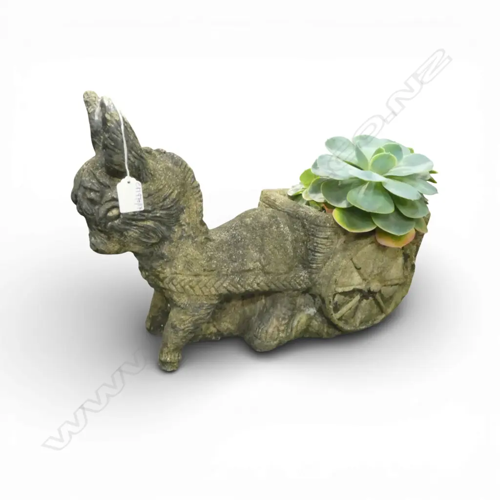 CONCRETE DONKEY & CART GARDEN PLANTER L.480mm Image 1++