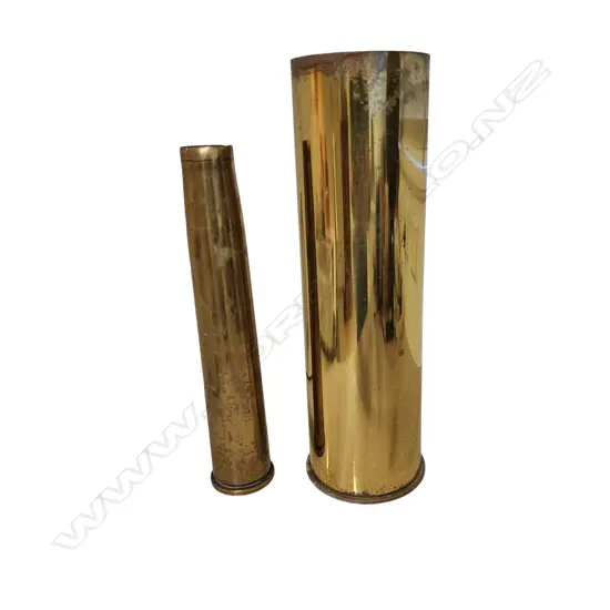 PAIR OF BRASS SHELLS (370x110mm)