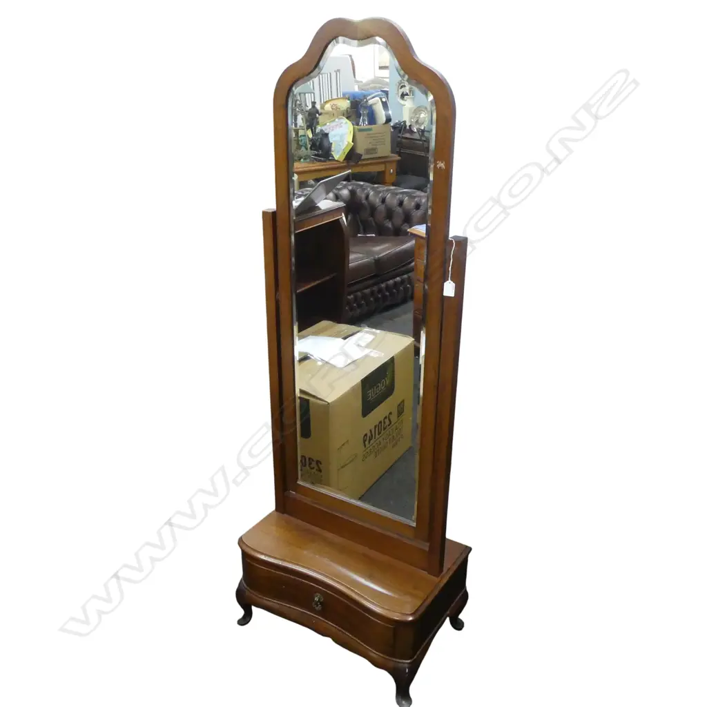 MAHOGANY CHEVAL MIRROR with single drawer H.1700mm Image 1++