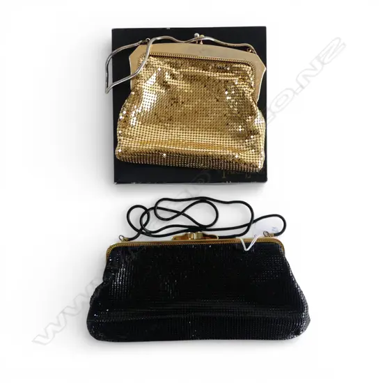 2 VINTAGE OROTON TYPE HANDBAGS: 1 GOLD 'PARK LANE' + 1 BLACK