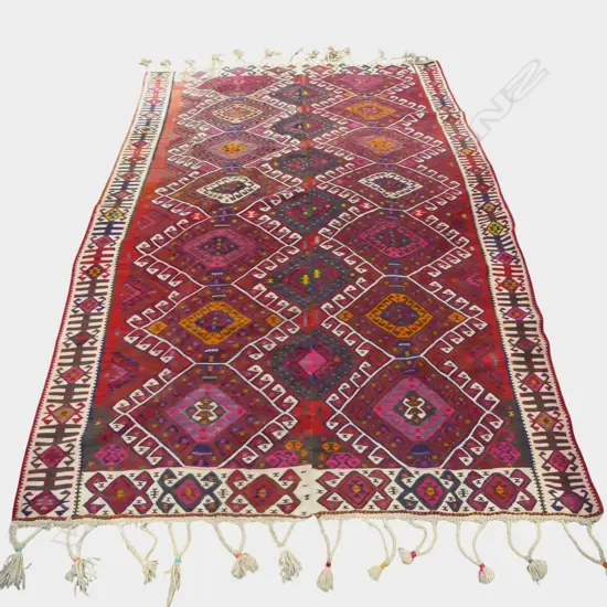 Mid 20thC KILIM RUG. Hand woven. TURKEY KARYOLA. 2570 x 1670mm