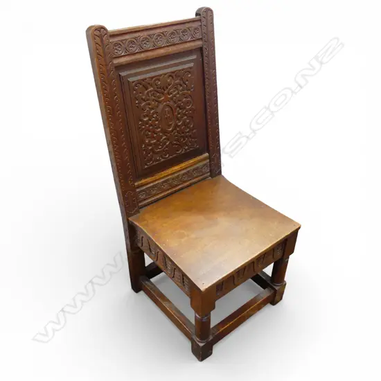 ANTIQUE CARVED OAK WAINSCOTT CHAIR H.1040mm