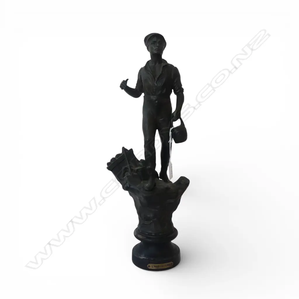 FRENCH SPELTER FIGURINE (L'AGRICULTURE) H.460mm TOOL MISSING Image 1++