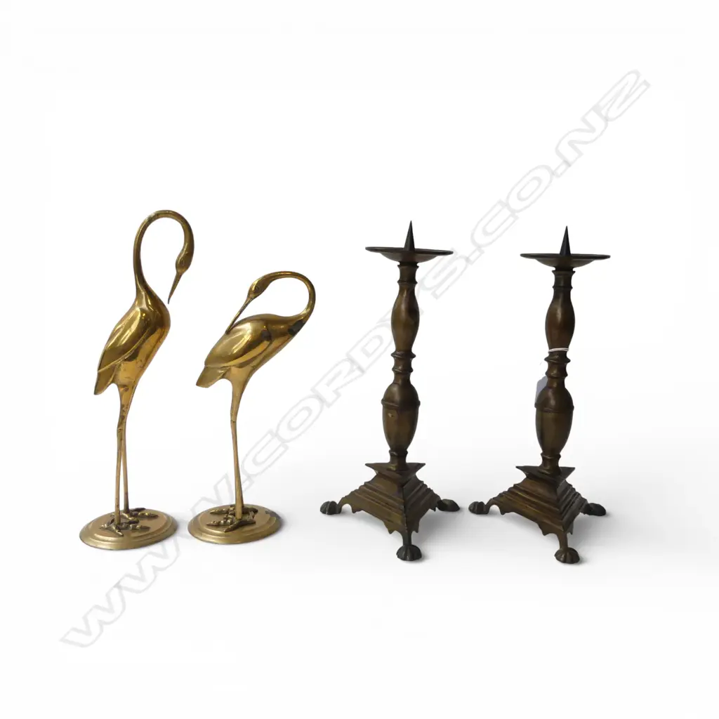 PR BRASS CANDLESTICKS H.300mm, 2 BRASS BIRDS H.310mm Image 1++