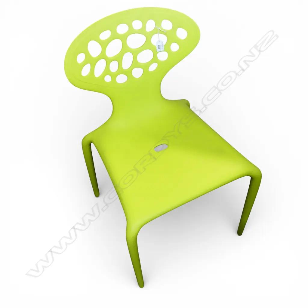 Supernatural fluogreen plastic chair. Ross Lovegrove design by Moroso  . Ex. Matisse. Retail $1009. Image 1++