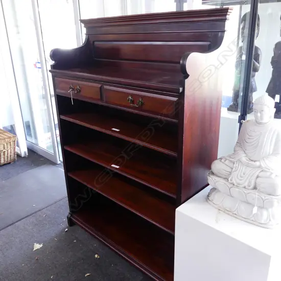 EARLY 20thC MAHOGANY SHELVES 1280x385x1730mm