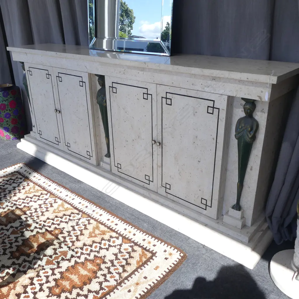 MODERN CLASSIC MARBLE LOOK SIDEBOARD 2440x500x825mm Image 1++