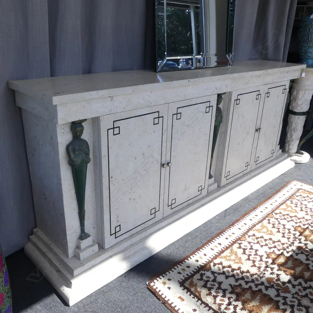 MODERN CLASSIC MARBLE LOOK SIDEBOARD 2440x500x825mm Image 1++