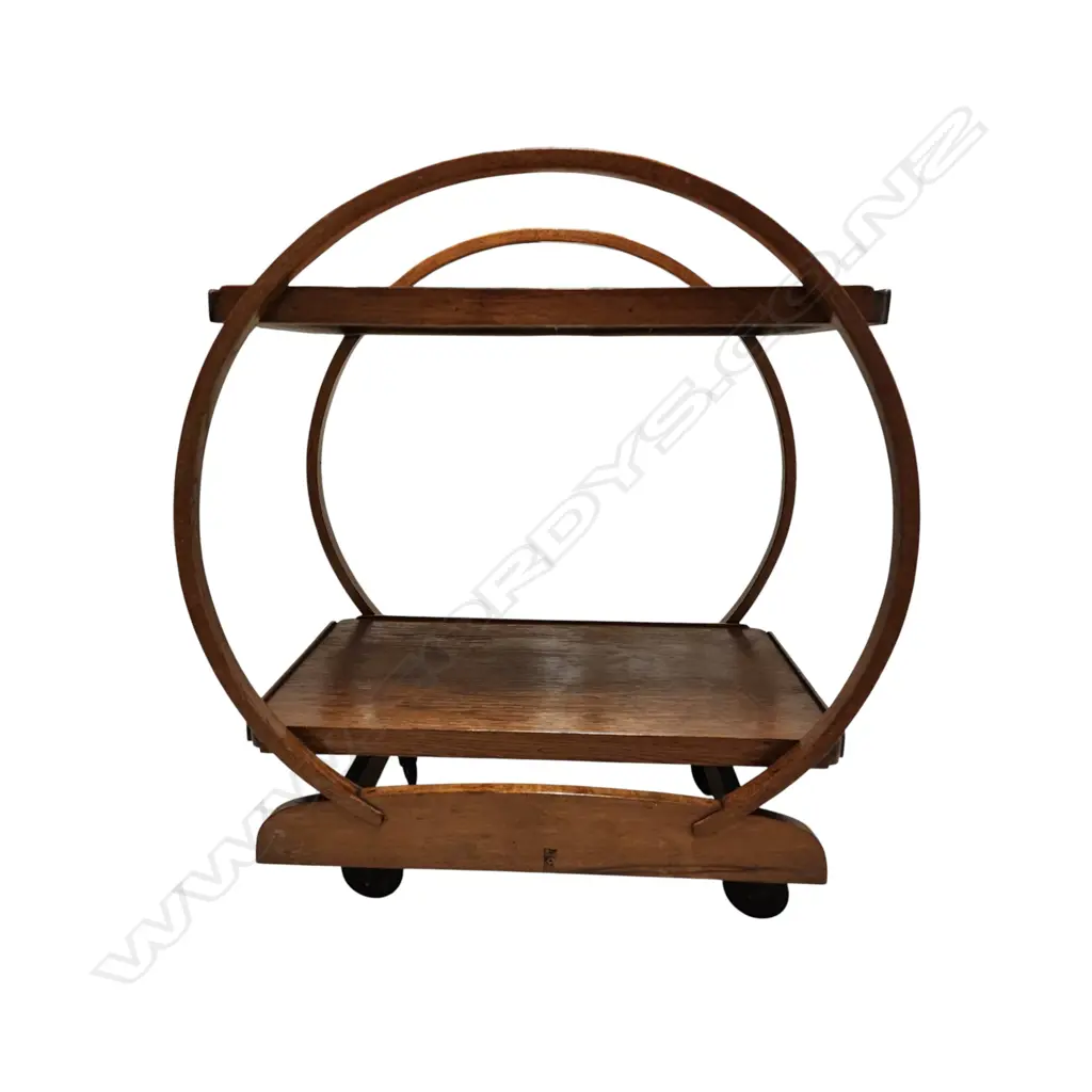 ART DECO TWO-TIERED OAK DRINKS OR TEA TROLLEY,1930S TO 1940S (750x450mm) Image 1++