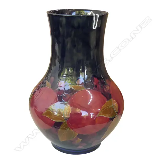 LG MOORCROFT POMEGRANATE DECORATED VASE with early green signature H.270mm