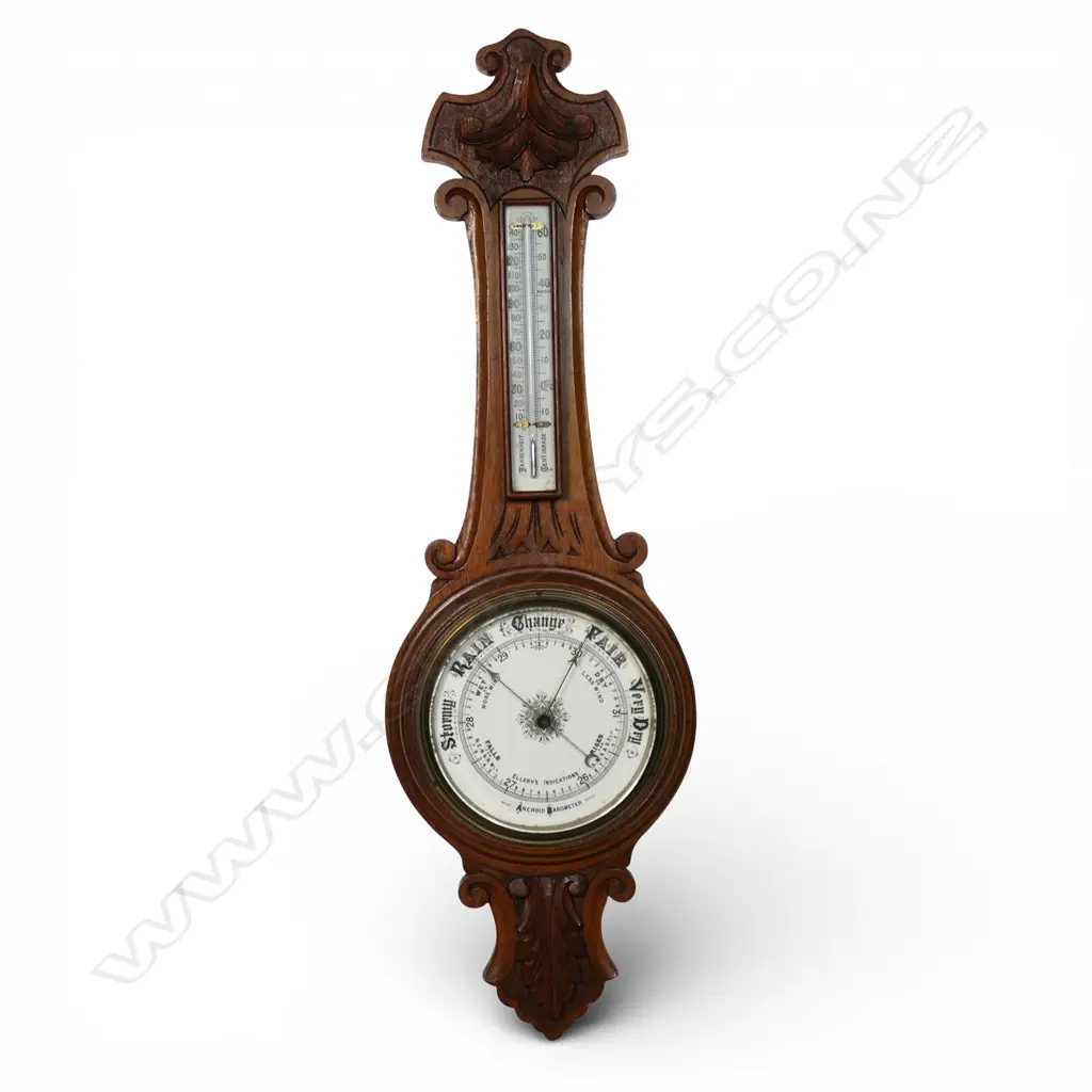 EARLY 20thC OAK 'BANJO' WALL BAROMETER  H.890mm Image 1++