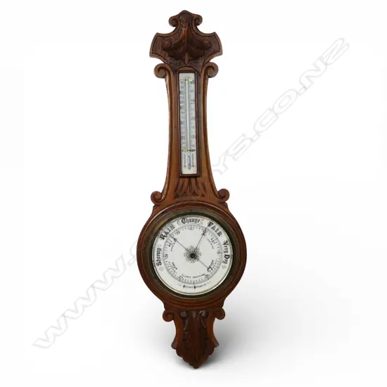 EARLY 20thC OAK 'BANJO' WALL BAROMETER  H.890mm