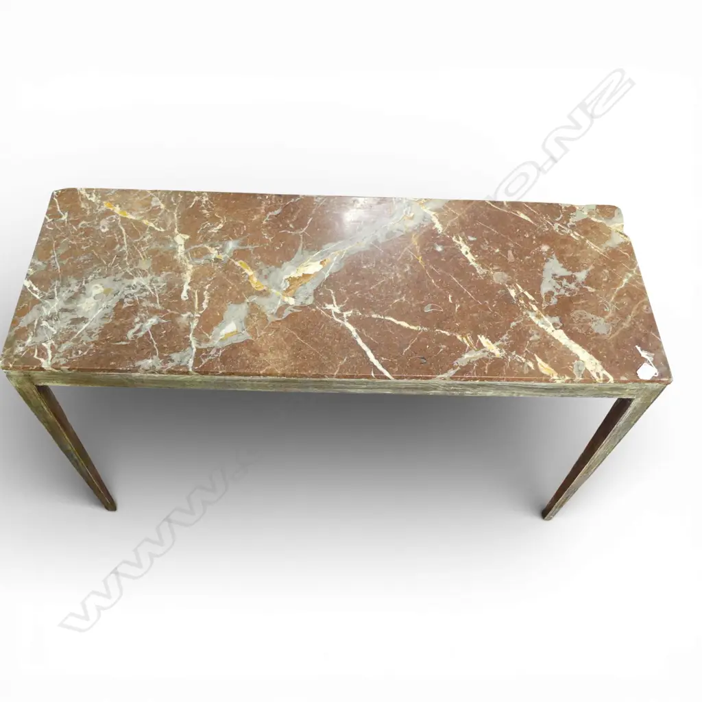 FRENCH MARBLE TOPPED CONSUL TABLE 1120x400x700mm small corner chips Image 1++