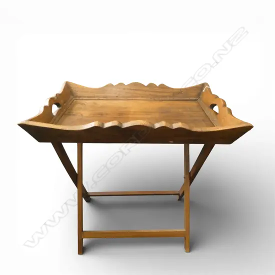 WOODEN TRAY TABLE 700x480x700mm Stand needs attention. chain broken