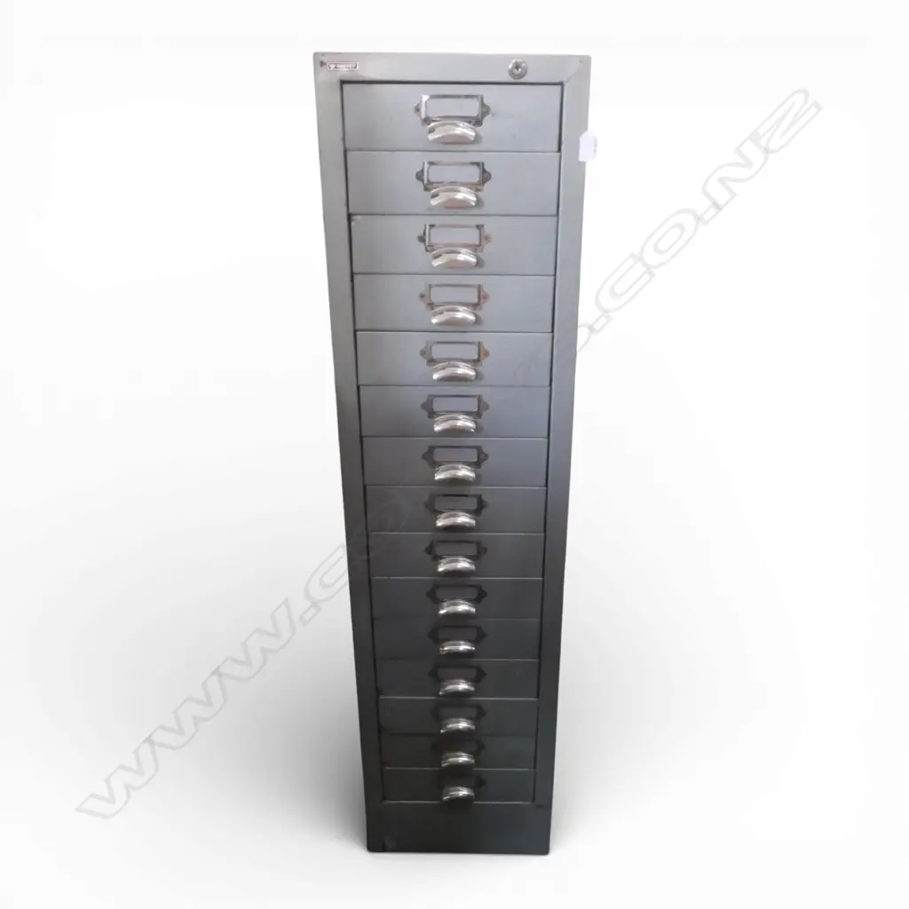 VINTAGE 15 DRAWER METAL FILING CABINET 330x380x1310mm Image 1++