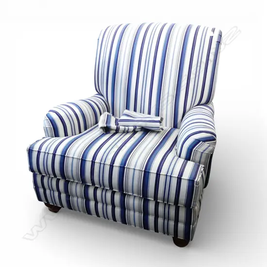 ETHAN ALLEN BLUE STRIPE ARMCHAIR 860x830x900mm - MINOR SPOTS