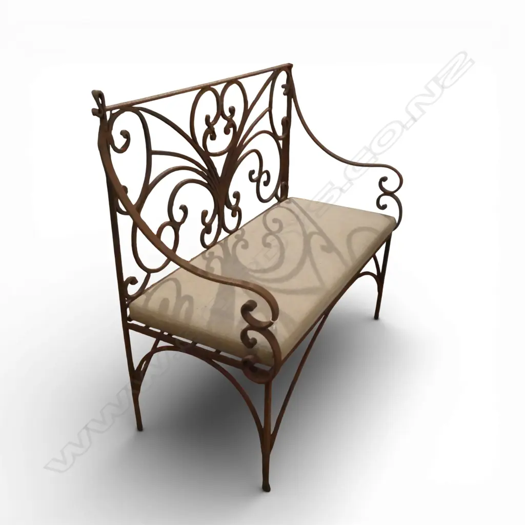 RUSTED GARDEN BENCH SEAT with squab 1185x550x1135mm Image 1++