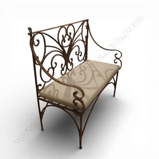 RUSTED GARDEN BENCH SEAT with squab 1185x550x1135mm