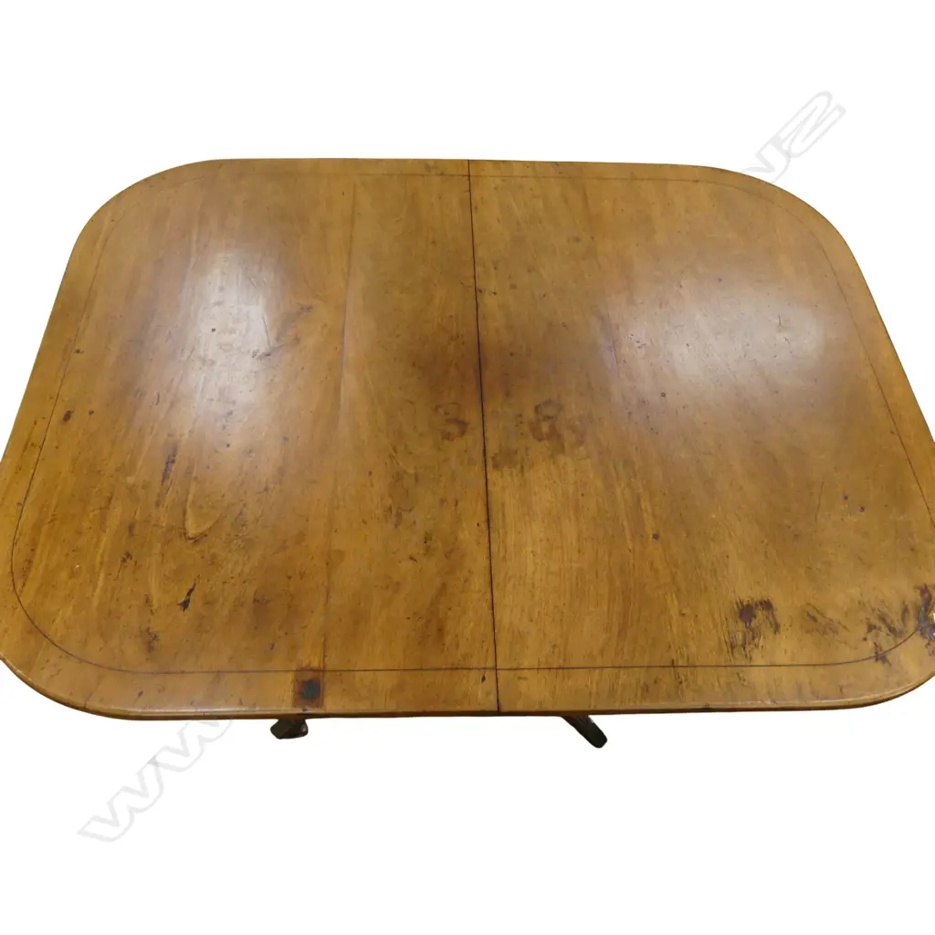 REGENCY MAHOGANY PEDESTAL DINING TABLE - SPLIT TO TOP 1310x1055mm Image 1++