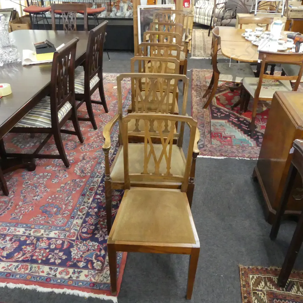 EIGHT MAHOGANY DINING CHAIRS (2 ARE CARVERS) Image 1++