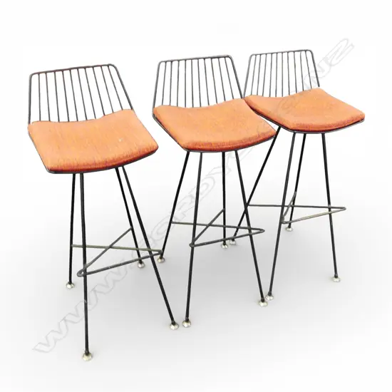 3 RETRO BARSTOOLS with cushions H.1010mm