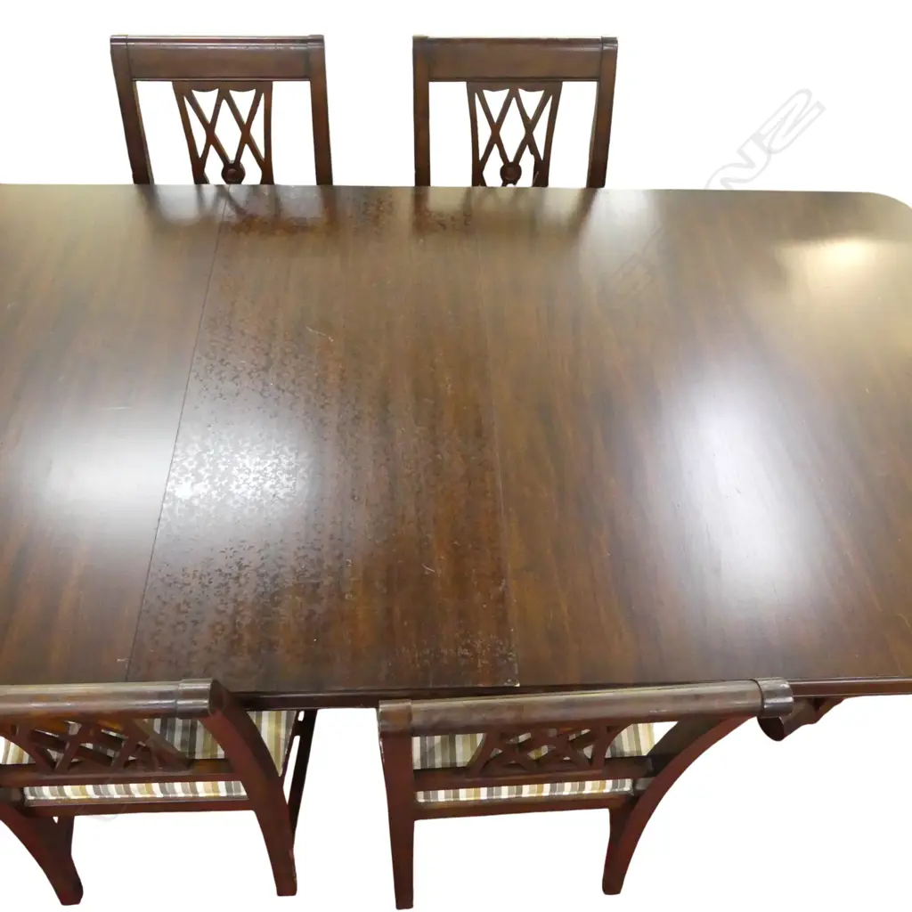 ETHAN ALLEN 'SANDERS' DOUBLE PEDESTAL EXTENSION DINING TABLE & 6 CHAIRS (2 CARVERS) 2440x1170x750mm Image 1++