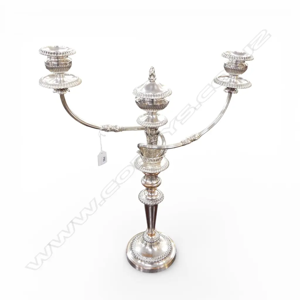 19thC OLD SHEFFIELD PLATE CANDELABRA H.530mm Provenance: Ex. the collection of a titled Auckland Lady H.550mm Image 1++