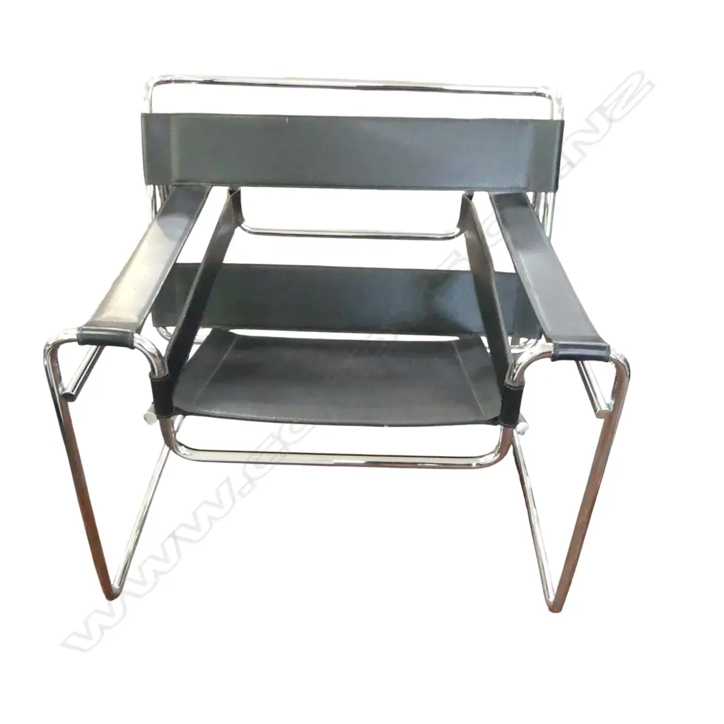 c.1980's WASSILY CHAIR black leather & chrome. Purchased New York Image 1++