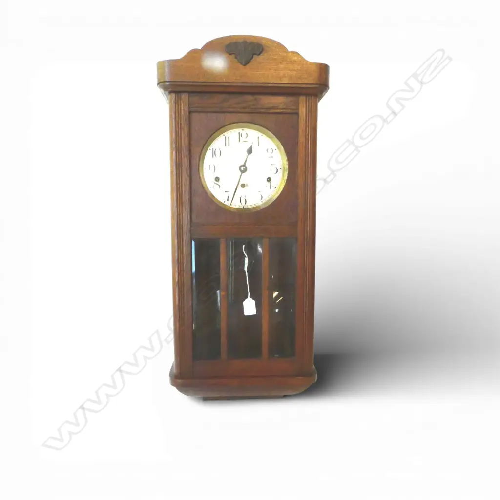 GERMAN OAK WALL CLOCK H.750mm + PENDULUM & KEY Image 1++