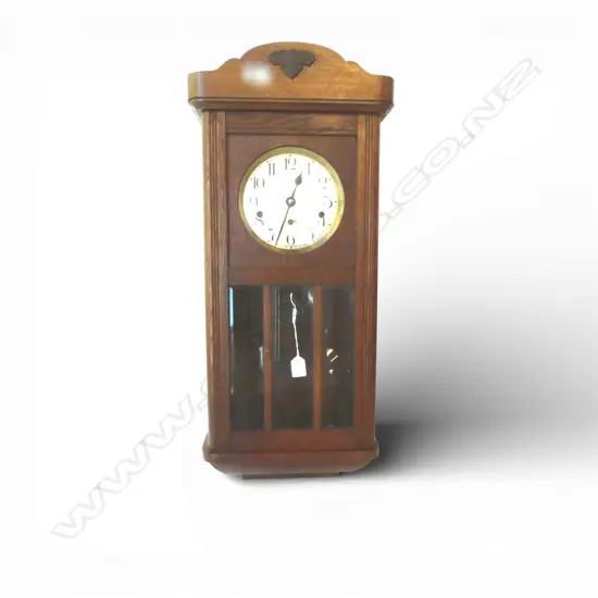 GERMAN OAK WALL CLOCK H.750mm + PENDULUM & KEY