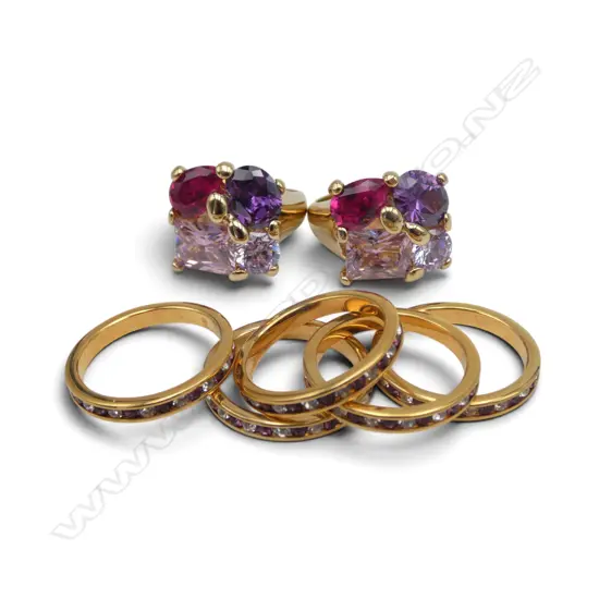 BAG LOT 5 & 2 MULTI STONE DRESS RINGS