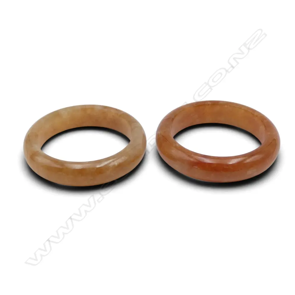 2 CHINESE RED JADEITE RINGS half hoop form Image 1++