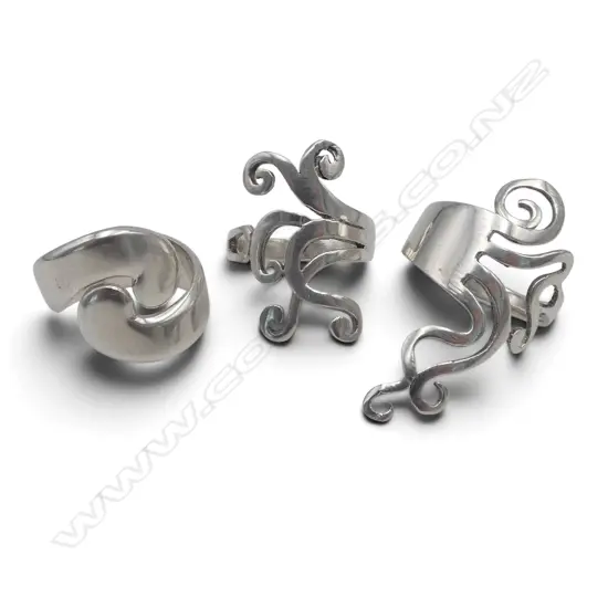 3 STG SILVER RINGS 19gms