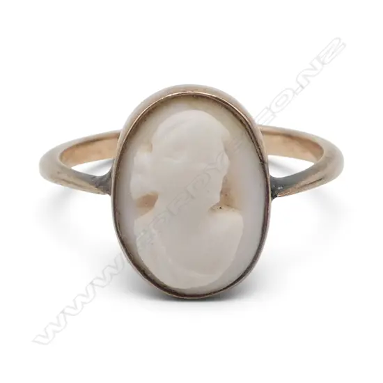 9ct ROSE GOLD & CAMEO PANEL RING 2.4gms SIZE O