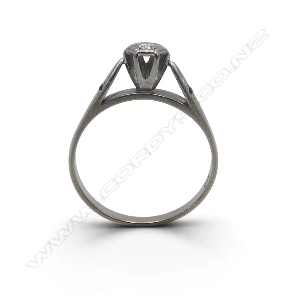 9CT WHITE GOLD & DIAMOND SOLITARE RING 2.4GMS SIZE N Image 1++