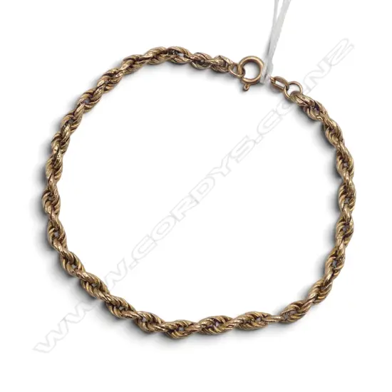 9ct YELLOW GOLD ROPE LINK BRACELET 3gms