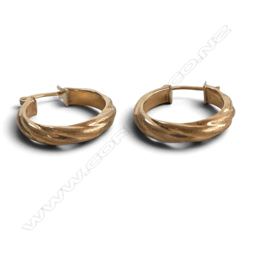 PR 9CT EARRINGS 19mm dia 2gms Image 1++