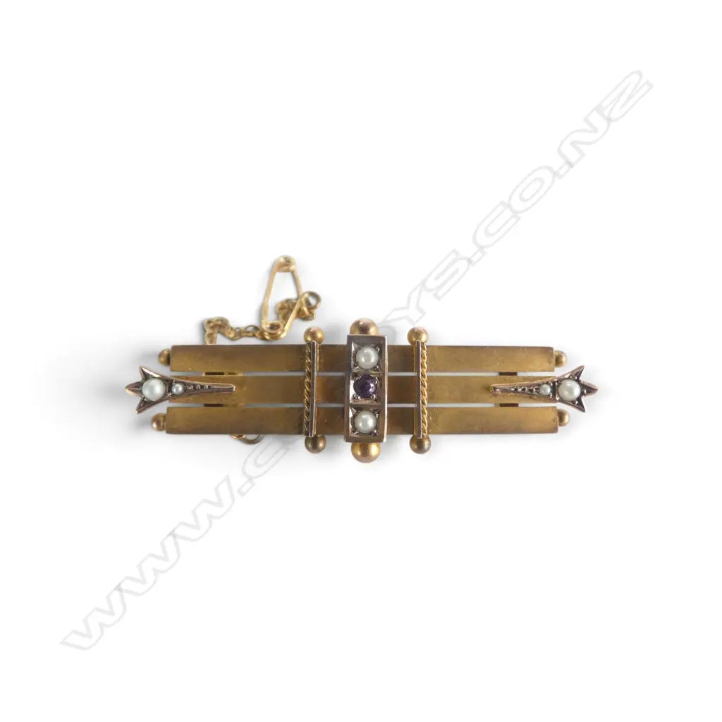 9CT BAR BROOCH W.48mm 3.4gms Image 1++