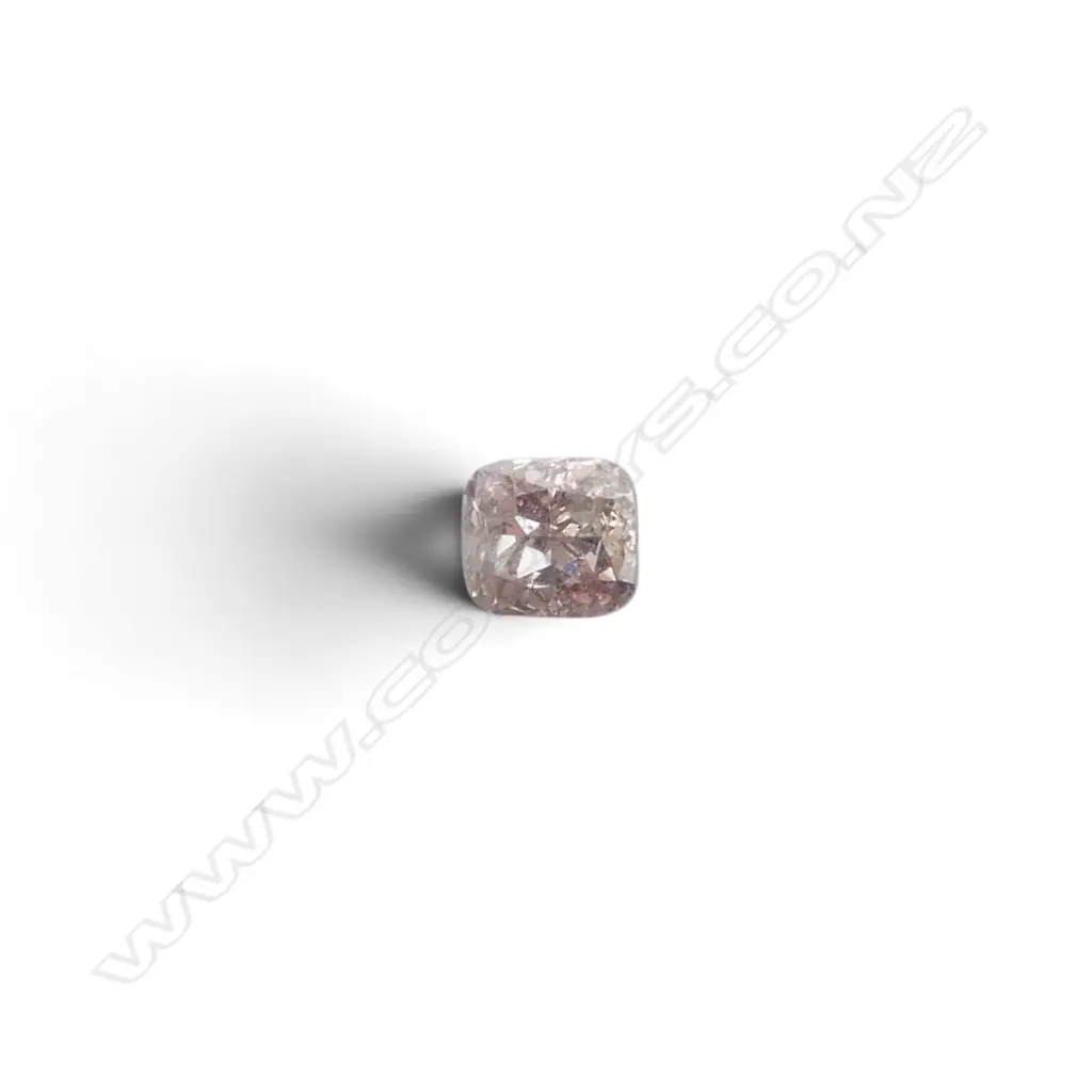 CUSHION CUT LIGHT FANCY BROWNISH PINK DIAMOND 0.13 CARATS Image 1++