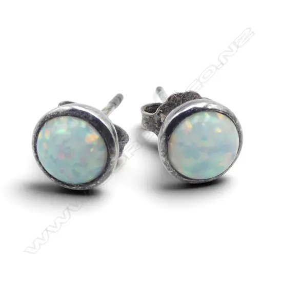 Pr STG SILVER & OPAL STUDS
