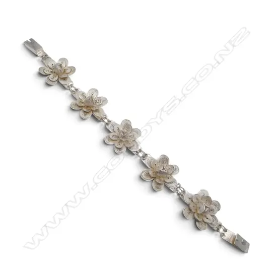SILVER FILIGREE FLORAL BRACELET 19gms