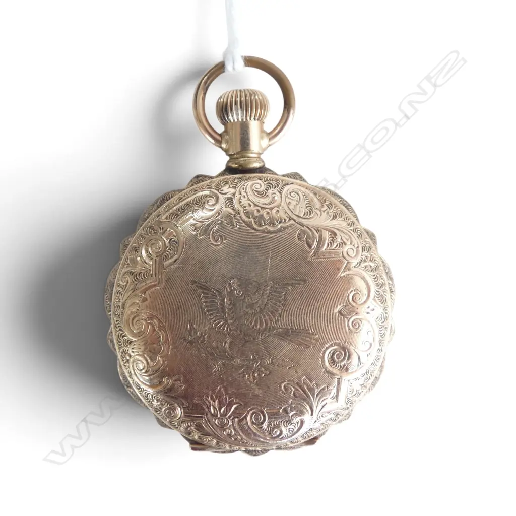 MIGNON WATCH CO 14K ROLLED GOLD PURITAN POCKET WATCH not working, D.32mm Image 1++