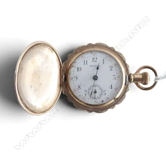 MIGNON WATCH CO 14K ROLLED GOLD PURITAN POCKET WATCH not working, D.32mm
